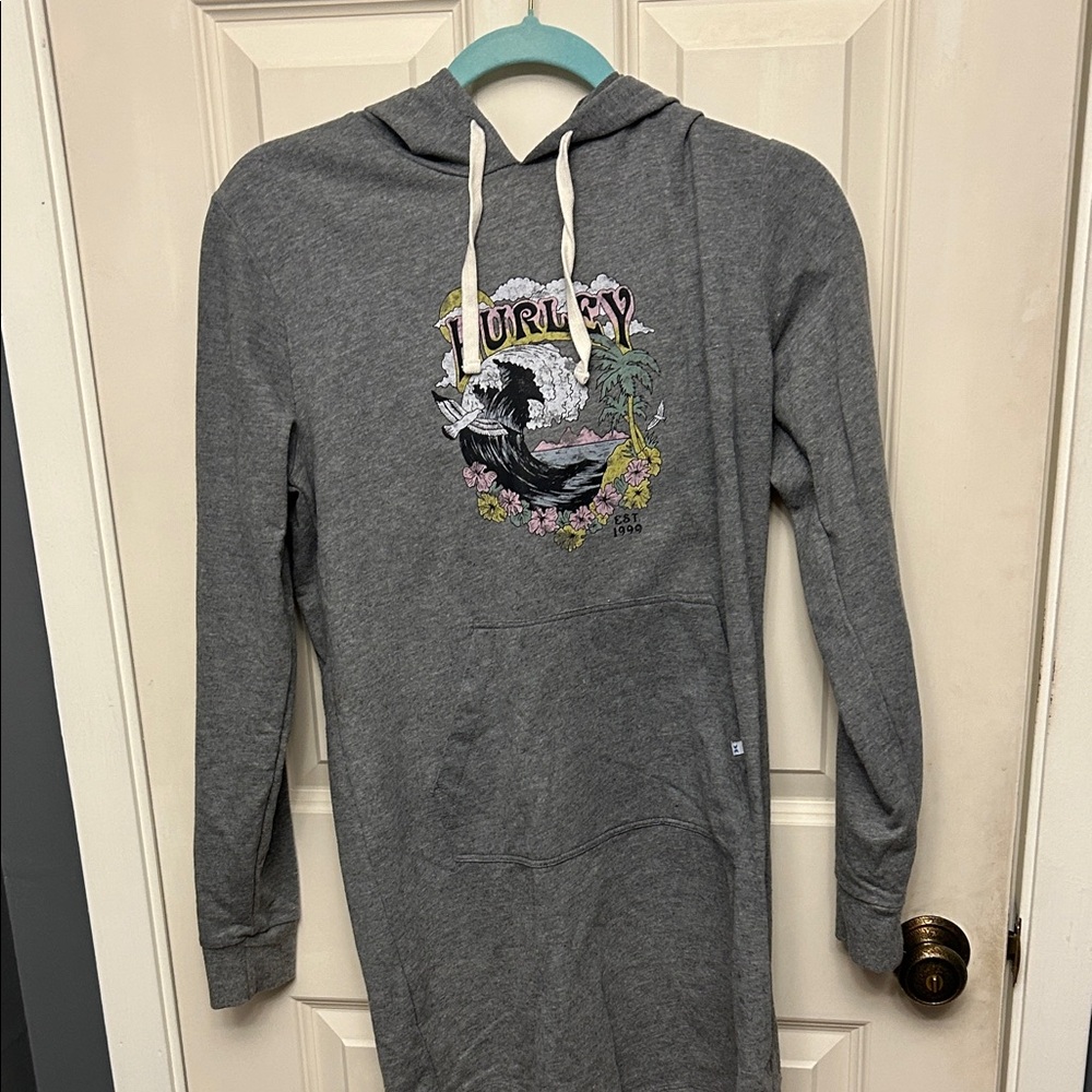 Hurley Gray Hoodie Dress with Graphic Design